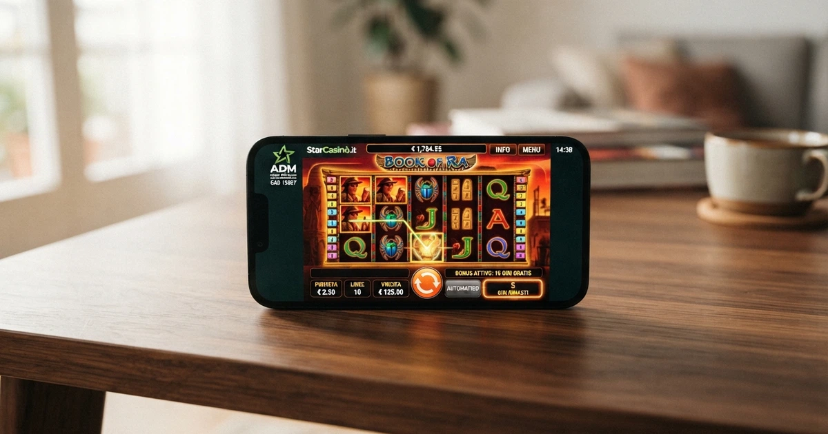 Schermata di un casinò online con licenza ADM, interfaccia in italiano, sezione bonus visibile