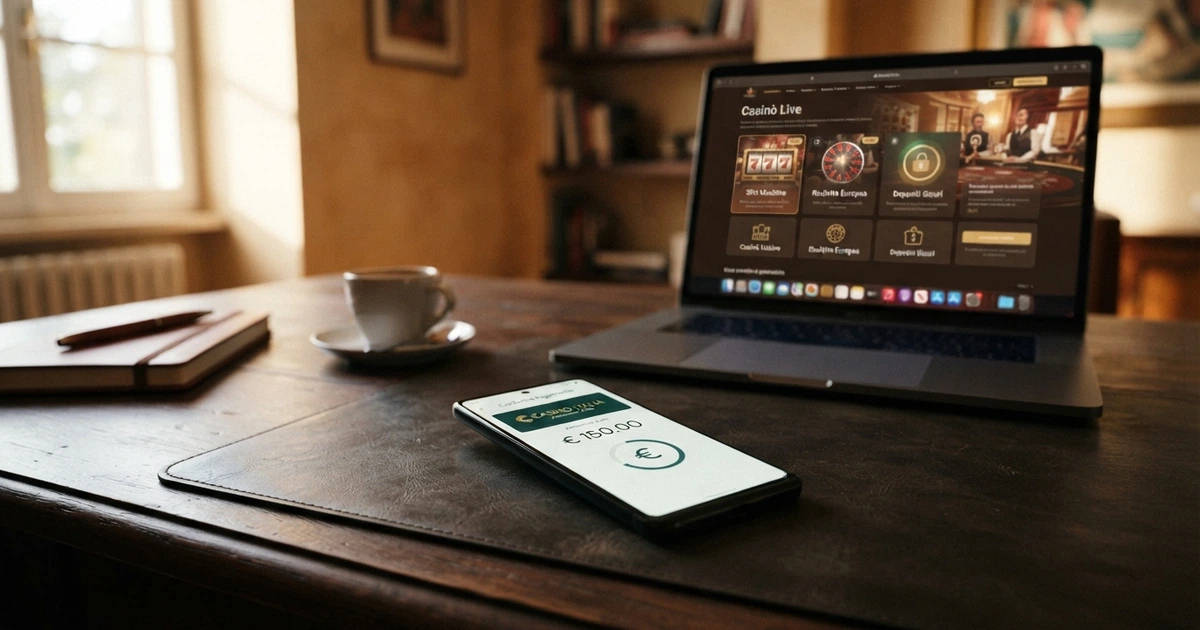 Schermata di un casinò online con il logo American Express accanto alle icone degli e-wallet PayPal, Skrill e Neteller nella sezione cassa