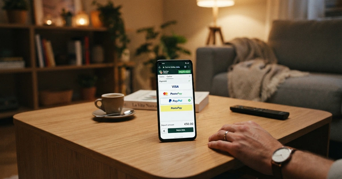 L'interfaccia di un casinò online con il logo Revolut visibile tra le opzioni di pagamento nella schermata di cassa