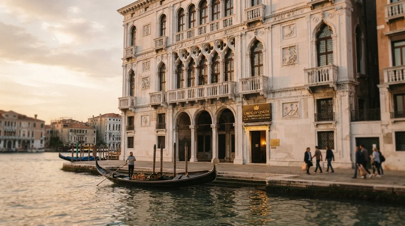 La facciata storica di Ca' Vendramin Calergi sul Canal Grande a Venezia, sede del casinò più antico del mondo
