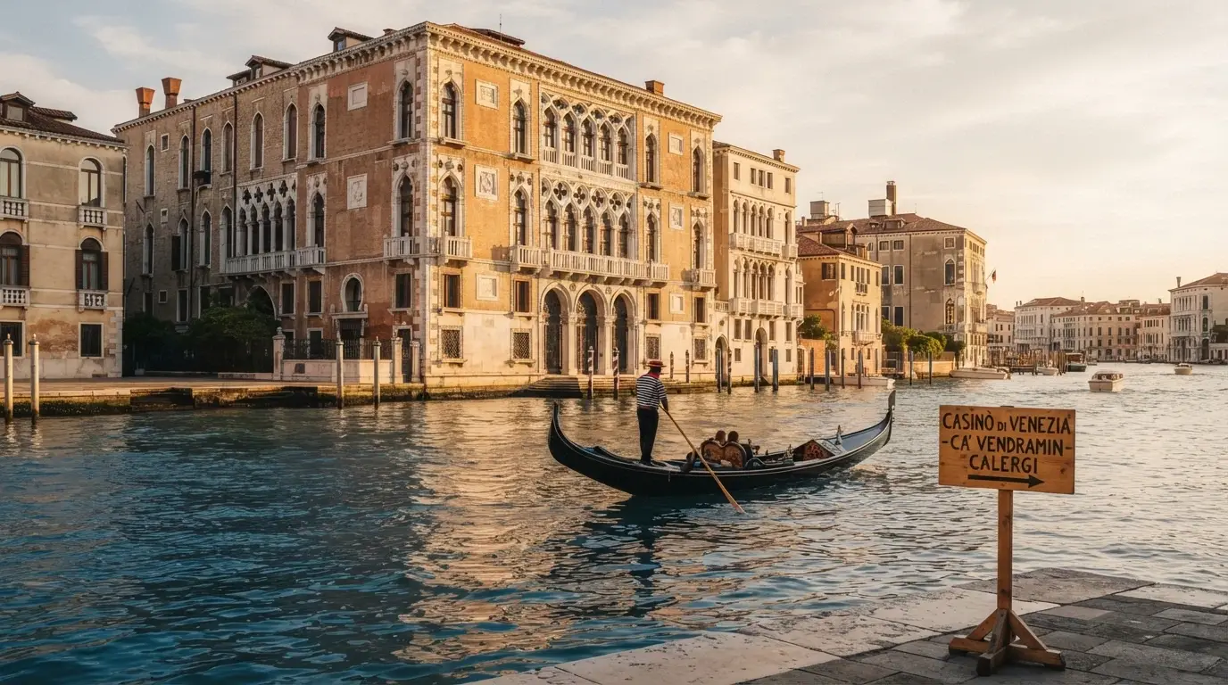 Facciata dello storico Casinò di Venezia a Ca' Vendramin Calergi affacciata sul Canal Grande