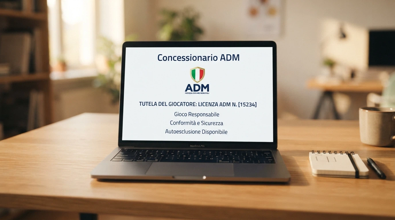 Il logo ufficiale dell'Agenzia delle Dogane e dei Monopoli accanto alla dicitura «Concessionario ADM» e al numero di concessione