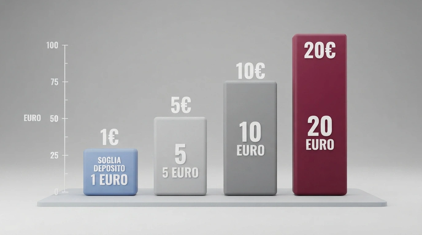 Tabella comparativa con le soglie di deposito minimo dei casinò ADM recensiti