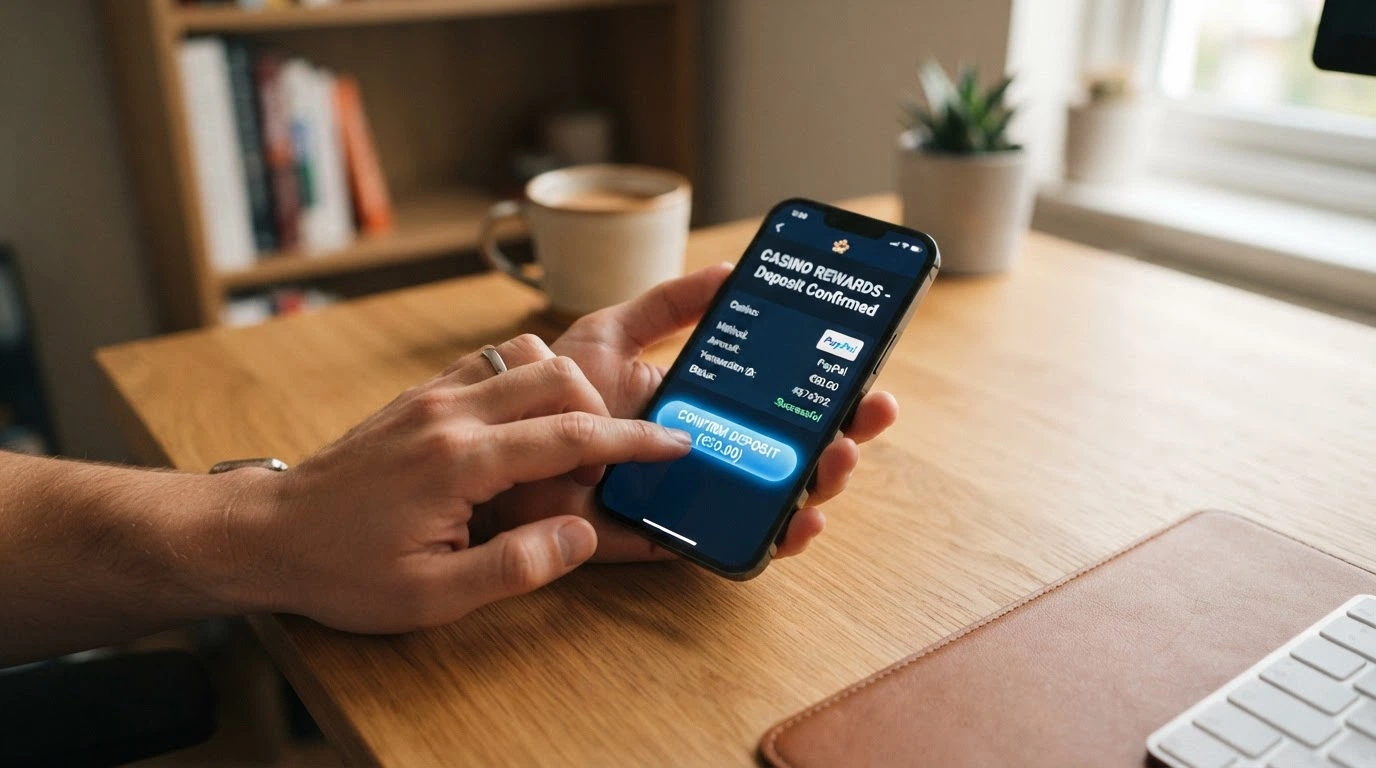 L'interfaccia di deposito di un casinò online con Klarna selezionato come metodo, la cifra inserita e il pulsante di conferma del pagamento