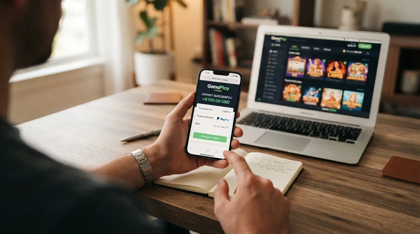 La schermata di un telefono con l'app Ecopayz aperta sulla conferma di un deposito andato a buon fine verso un casinò online