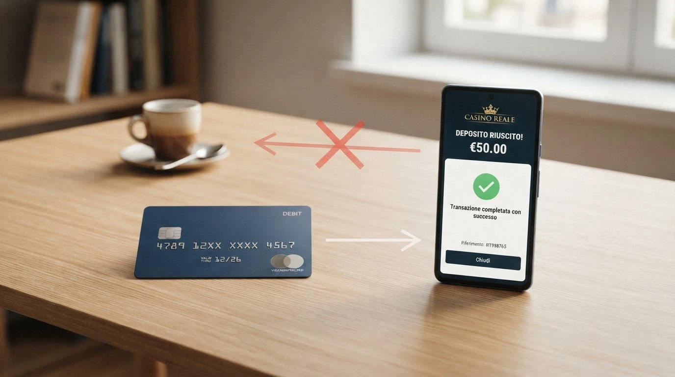 Schema visivo del ciclo deposito e prelievo: carta Visa, schermata di conferma pagamento, freccia bidirezionale sbarrata in uscita su alcuni operatori