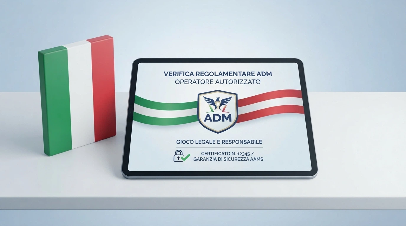 Il logo ufficiale dell'Agenzia delle Dogane e dei Monopoli accanto alla schermata di verifica identità tramite SPID su un casinò online italiano, con l'interfaccia in lingua italiana