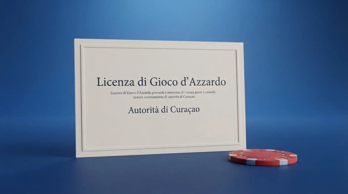 Il certificato di una licenza Curaçao Gaming Control Board con numero, data di emissione e operatore intestatario ben visibili