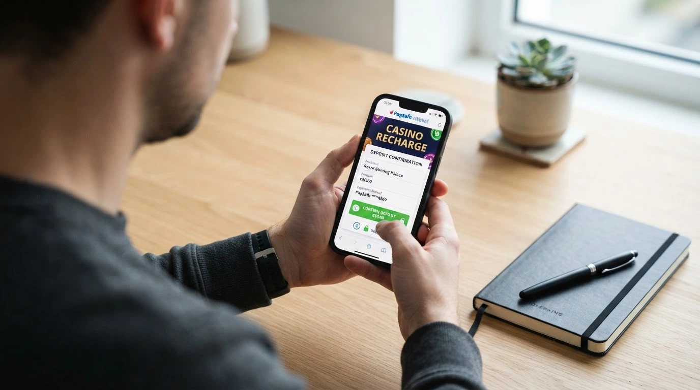 L'interfaccia dell'app MuchBetter durante un deposito verso un casinò, con l'importo in euro e la conferma della transazione