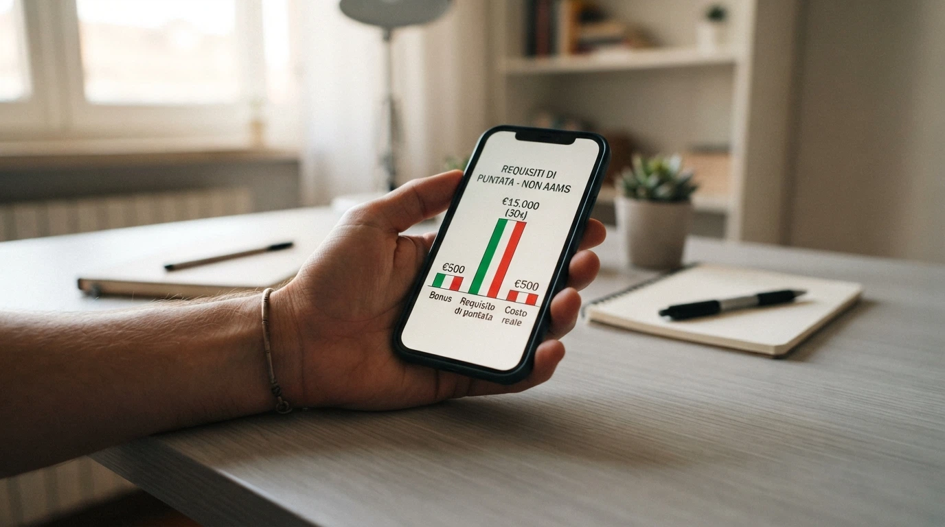Un confronto visivo tra l'importo nominale di un bonus di benvenuto e il costo reale una volta applicato il requisito di puntata