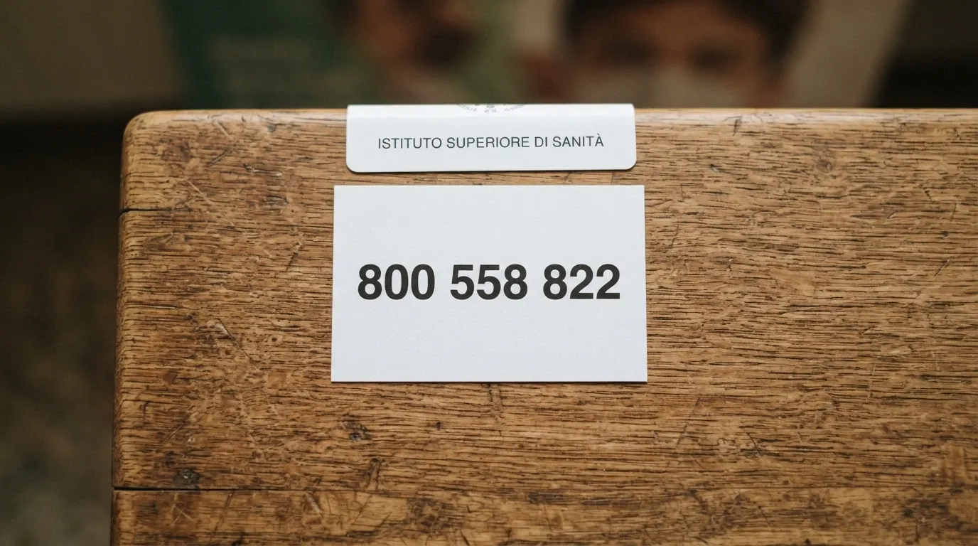 Il numero 800 558 822 in primo piano su uno sfondo con il logo dell'Istituto Superiore di Sanità e la dicitura «Telefono Verde Nazionale Gioco d'Azzardo»